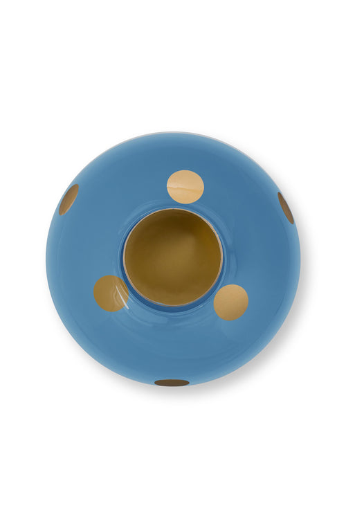Pip Studio Vaas Dots - Metaal - Blauw/ Goud - 23cm - vtwonen shop