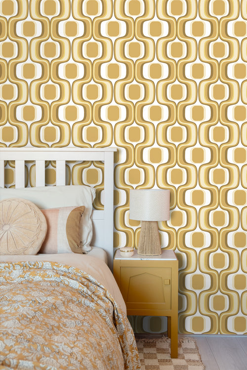 ESTAhome behang retro ornamenten okergeel en bruin - 50 x 900 cm - 131584 - vtwonen shop