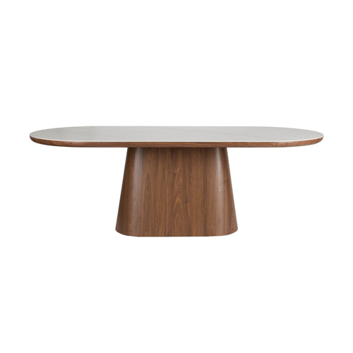 Housecraft Living Almira Eettafel Ovaal 180 cm Hout/ Marmerlook Walnootkleur - Bruin