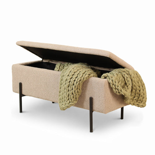Nolon Jente bankje met opbergruimte bouclé beige
