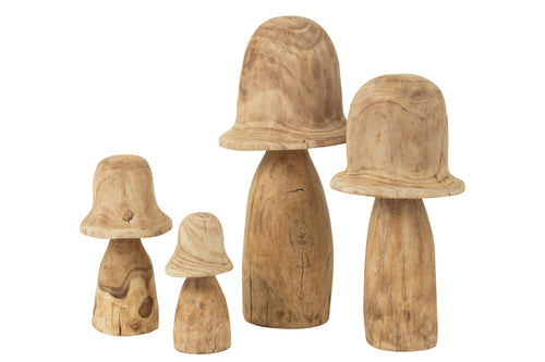 J-Line decoratie Paddenstoel Stolp - hout - naturel - extra large