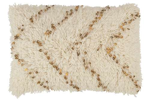 J-Line kussen Rechthoek Parel - katoen - wit/goud - vtwonen shop