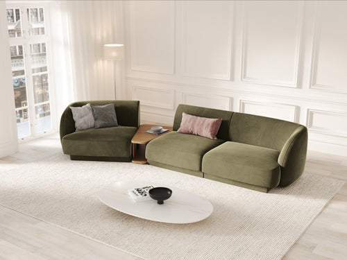 Micadoni linker modulaire bank Miley 3-zits, flueel, groente - 126x303x70cm