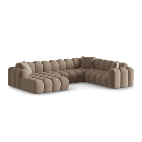 Cosmopolitan Design - Panoramische hoekbank rechts Treno 4-zits, flueel cappuccino - 240x330x70cm