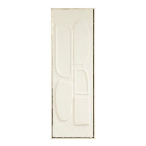 Mica Decorations Wanddecoratie - Wandpaneel Abstracte Kunst 90 x 30 x 3 cm - Woondecoratie voor Woonkamer of Slaapkamer - Off-white