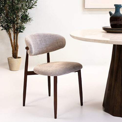 Giga Meubel Eetkamerstoel Alexia - Taupe/Walnoot - Set van 2 - vtwonen shop