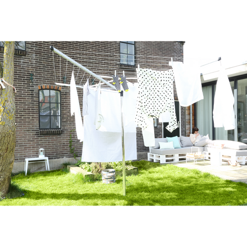 Brabantia Droogmolen Topspinner, 50 meter met kunststof betonanker, doorsnede 45 mm - Metallic Grey