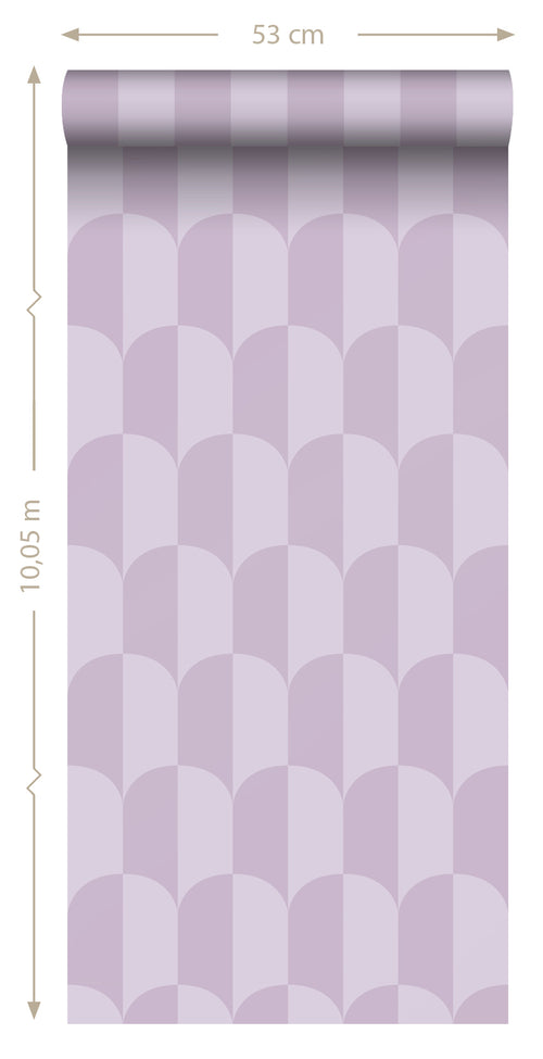 ESTAhome behang art deco bogen lila paars - 53 cm x 10.05 m - 139987 - vtwonen shop