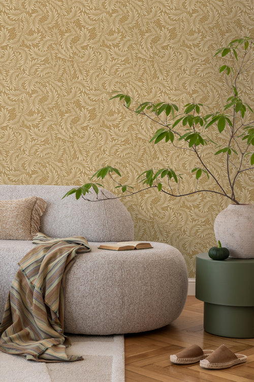 ESTAhome behang bladeren okergeel - 50 x 900 cm - 131145 - vtwonen shop