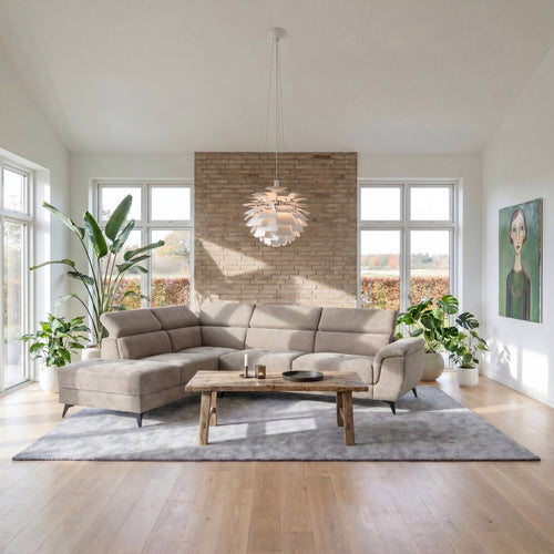 Furnhouse chaise longue bank links Betis - Taupe - Stof - 95x290x90