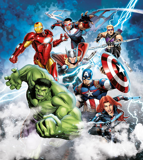 Sanders & Sanders fotobehang The Avengers blauw, groen en rood - 252 x 182 cm - 601038