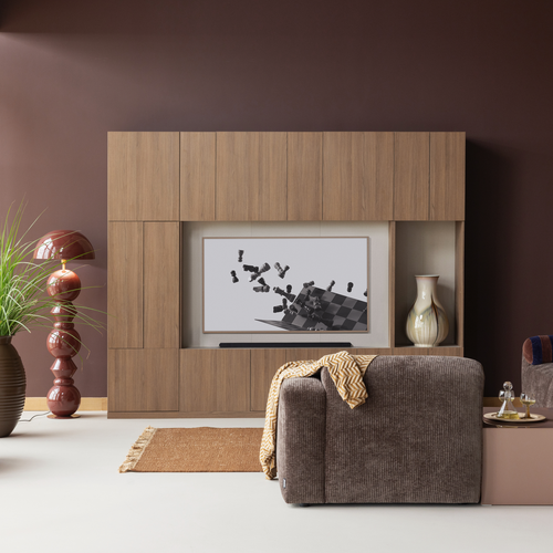 WOOOD poef Mojo Base - Ribstof - Bruin - 45x84x64