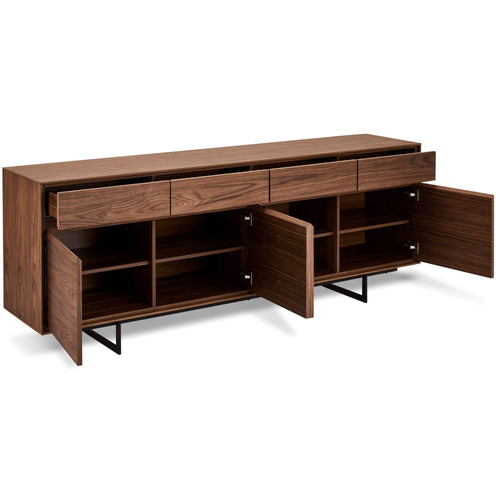 Furnhouse 4-deurs dressoir Tokyo - Amerikaanse walnoot - MDF, Amerikaans walnootfineer - 45x205x82