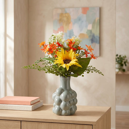 Maxifleur Handgebonden Kunstboeket Sunny Barcelona - Oranje/Geel 34cm