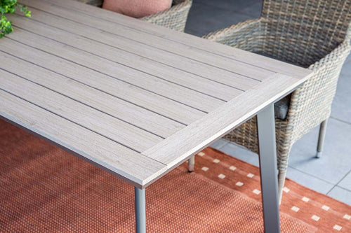 Vigo tafel - 160x90 cm - carbon black - light teak Vironwood - vtwonen shop