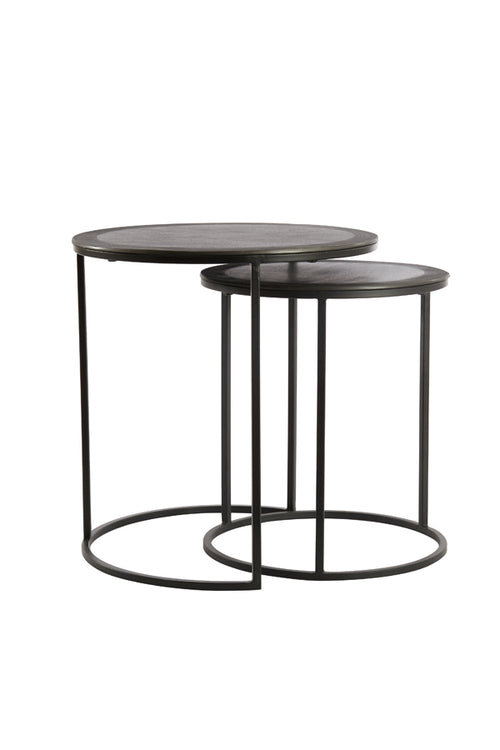 Light & Living bijzettafel TALCA - Ø49x50.5cm - zwart - Set van 2