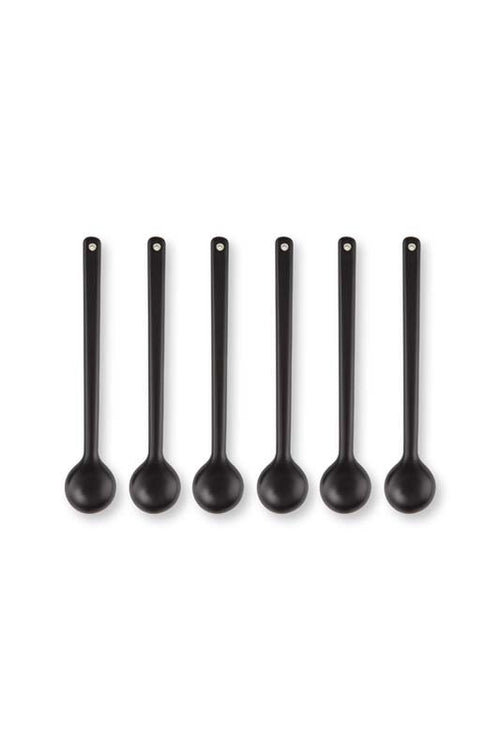 vtwonen Theelepels - Porcelein - Zwart - Set van 6