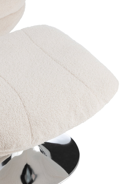 J-Line zetel Relax + Voetbank - metaal/multiplex  - creme/zilver