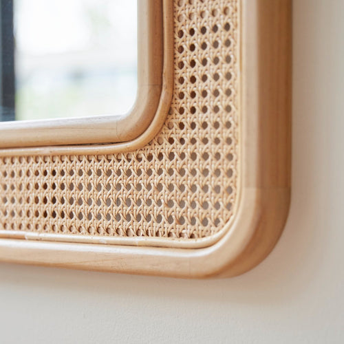 Tikamoon Spiegel van massief teakhout en rotan - Naturel - vtwonen shop