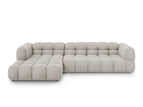 Cosmopolitan Design Modulaire hoekbank links Sky 4-zits, flueel, lichtbeige - 162x300x70cm