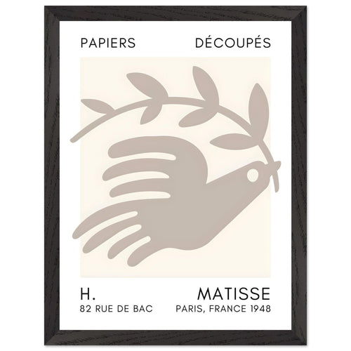 Artfulprints Poster met Lijst Matisse - Peace dove grey   - 30x40 cm - Grijs