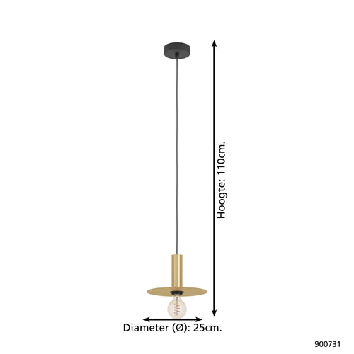 EGLO hanglamp Escandell - e27 - 25 cm - zwart/goud