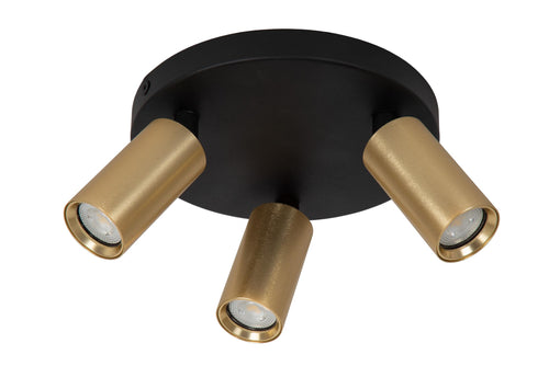 Lucide plafondspot RITMO - 3xGU10 (MR11) - Mat Goud / Messing