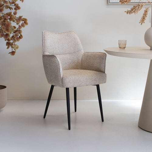 DÉJA Living Eetkamerstoel Zayn - Beige/Zwart - Zithoogte 47cm - Set van 2 - vtwonen shop