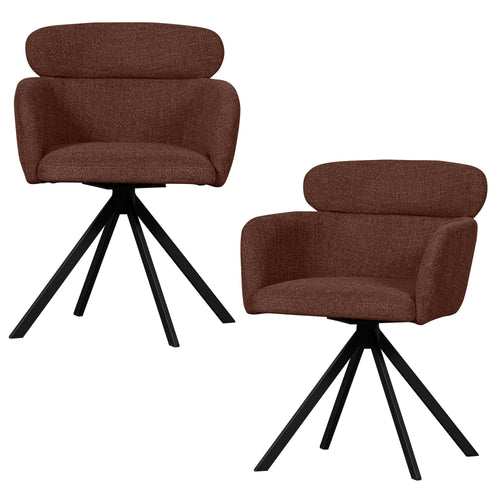 WOOOD draaibare eetkamerstoelen Fenne - Polyester - Chestnut-Set van 2 - vtwonen shop