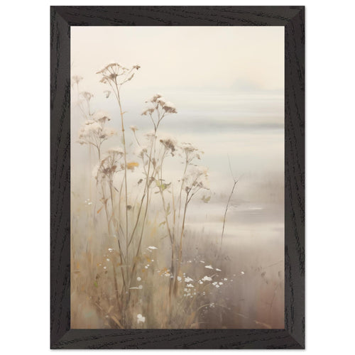 Artfulprints Poster met Lijst Foggy flowerfield 2   - A4 21x29.7 cm - Taupe