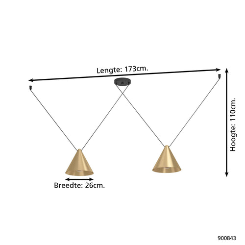 EGLO hanglamp Narices 1 - e27 - 173 cm - goud/zwart - staal - vtwonen shop