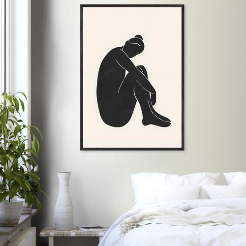 Artfulprints Poster Matisse - The shy lady   - 30x40 cm - Zwart / Wit