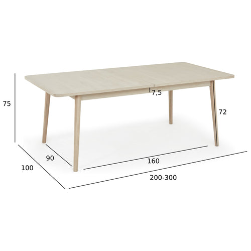 Furnhouse uitschuifbare eettafel Nyborg - Witte olie - 200/300x100 cm