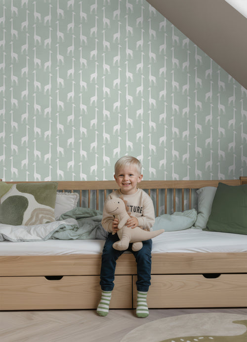 ESTAhome behang giraffen mintgroen - 53 cm x 10.05 m - 139058