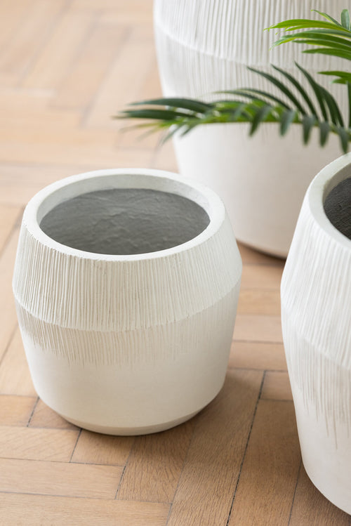 J-Line bloempot Vezelklei - keramiek - wit - 3 stuks - Ø 50.5 cm