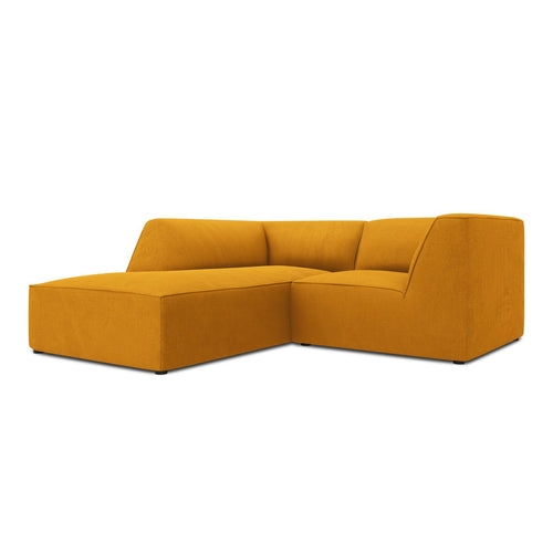 Cosmopolitan Design - Modulaire hoekbank links Siena 3-zits, ribfluwelen geel - 180x186x69cm