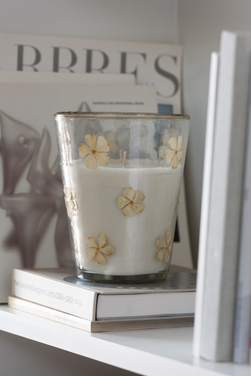 J-Line geurkaars Bloemen - glas - transparant - medium - 55U - vtwonen shop