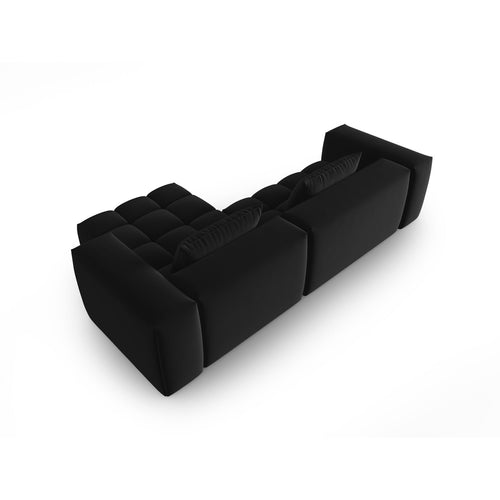 Cosmopolitan Design - Modulaire hoekbank rechts Verona 3-zits, flueel zwart - 145x260x70cm