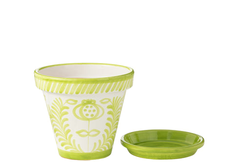 J-Line bloempot Granada Handmade + Painted - keramiek - groen - large - Ø 35 cm - vtwonen shop