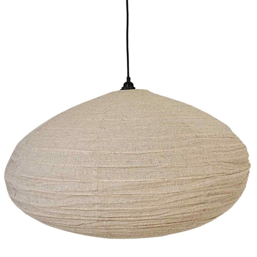 NOA MAY Hanglamp Ellips - taupe - linnen - XXL - Ø 80 cm / H 45 cm