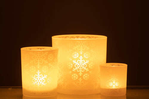 J-Line windlicht Sneeuw - glas - wit - large - vtwonen shop