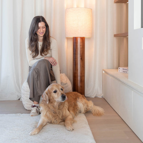 Atmooz vloerlamp Flores XL - beige - Ø 38 x H 135 cm - E27