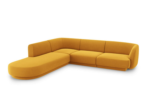 Micadoni linker hoekbank Miley 6-zits, flueel, geel - 248x255x70cm