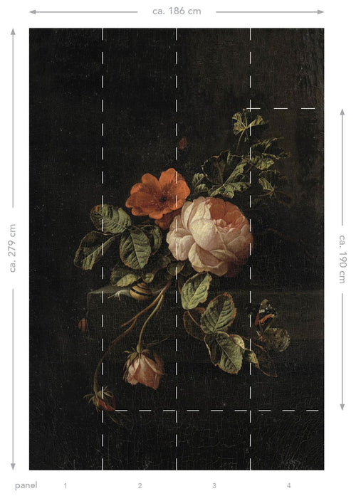 ESTAhome fotobehang bloemstilleven donker rood en zwart - 186 x 279 cm - 158884 - vtwonen shop