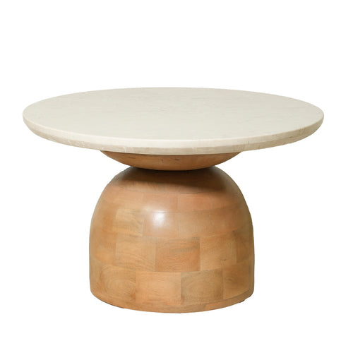 DÉJA Living Eettafel Miro Rond - Marmer/Hout - Naturel - 60x60x38cm
