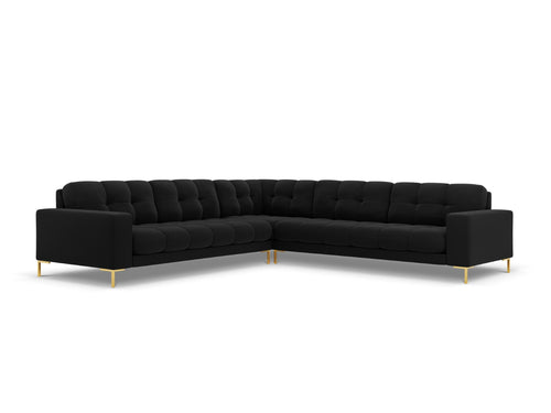 Cosmopolitan Design Symmetrische hoekbank Bali 6-zits, flueel, zwart - 256x256x75cm