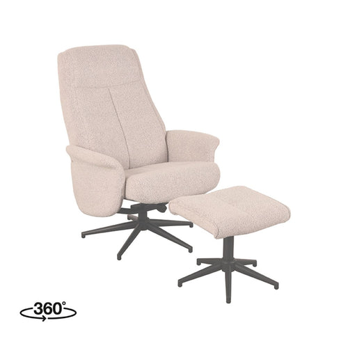 LABEL51 Fauteuil Bergen - Naturel Bouclé - Draaibaar - 77x76x105cm