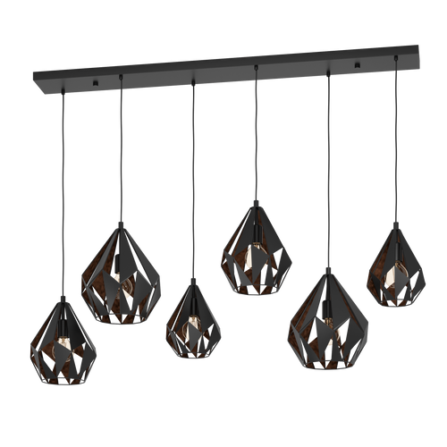 EGLO hanglamp Carlton 1 - e27 - 145,5 cm - zwart/koper - vtwonen shop