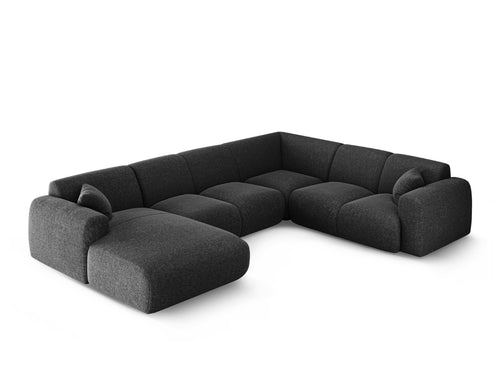 Cosmopolitan Design Panoramische hoekbank rechts Nolio 6-zits, chenille zwart - 252x342x72cm