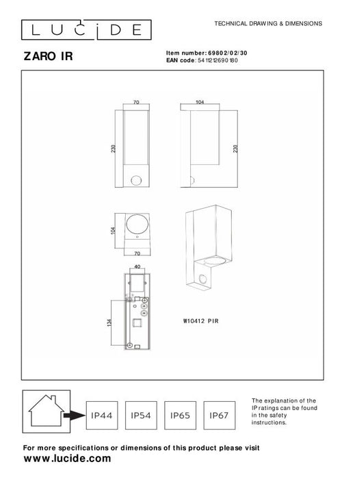 Lucide wandspot ZARO - 2xGU10 - Zwart